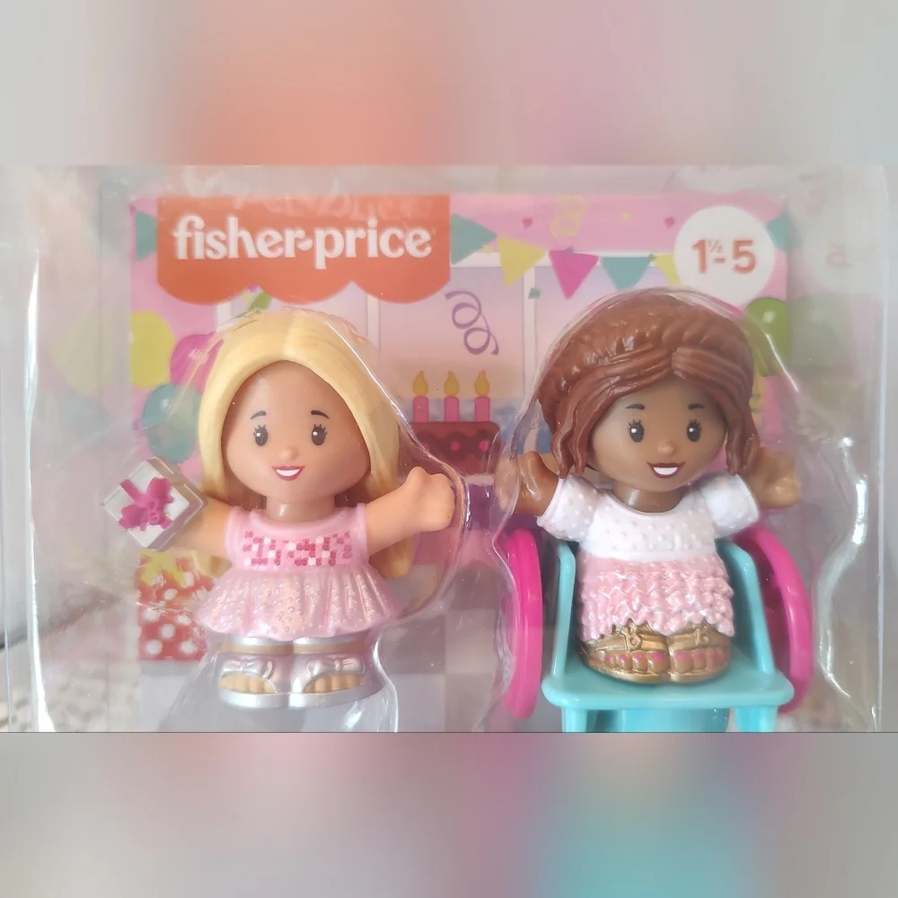 Fisher Price Little People Barbie 2 Figures Party Time Gift Wheelchair NWT